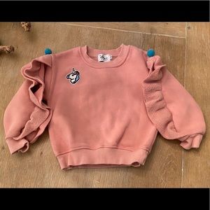 Lola & the Boys Ruffle Unicorn Pom Pom Sweatshirt